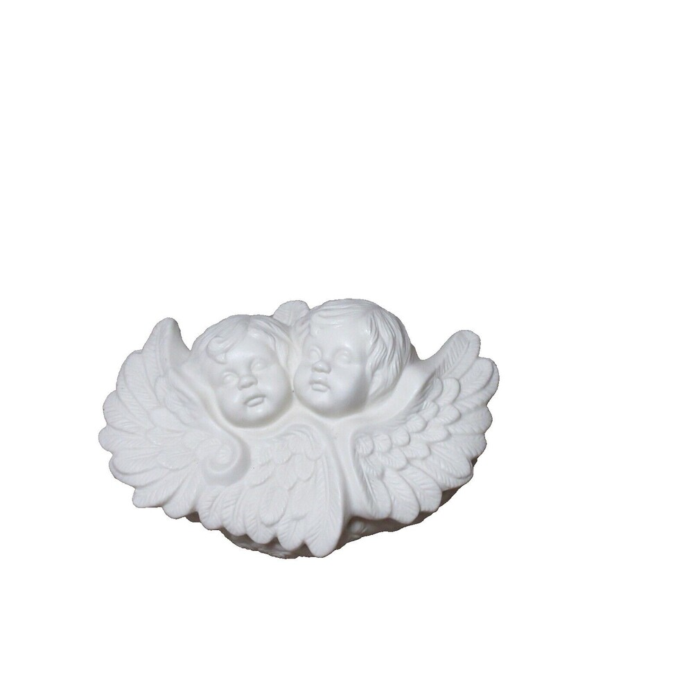 White Porcelain Cherub Angel Trinket Box Jewelry Baby Face Rose Gothic Victorian